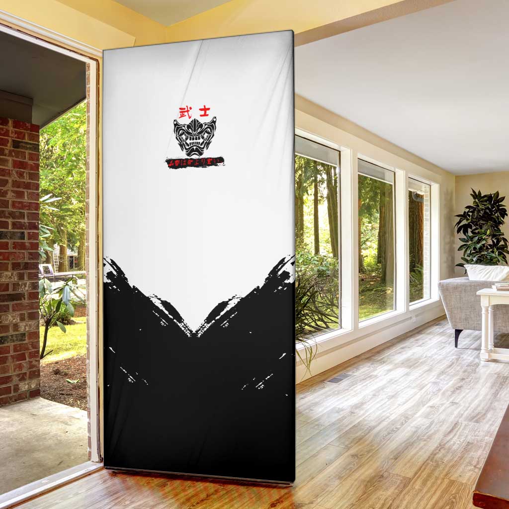 Sukuna Jujutsu Kaisen Samurai Aesthetic Door Cover with Katana, Red Kanji and Oni Mask Design - The Mazicc