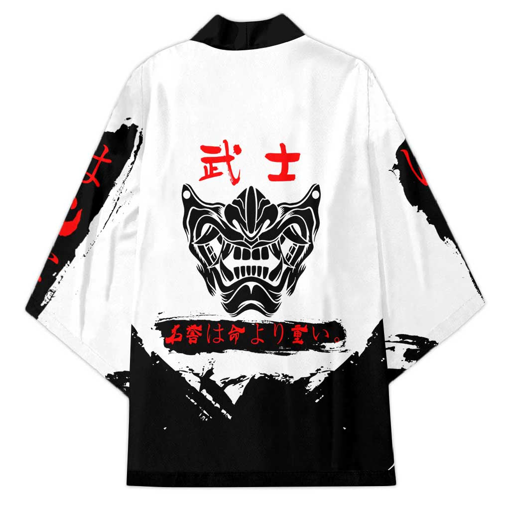 Sukuna Jujutsu Kaisen Samurai Aesthetic Kimono with Katana, Red Kanji and Oni Mask Design - The Mazicc