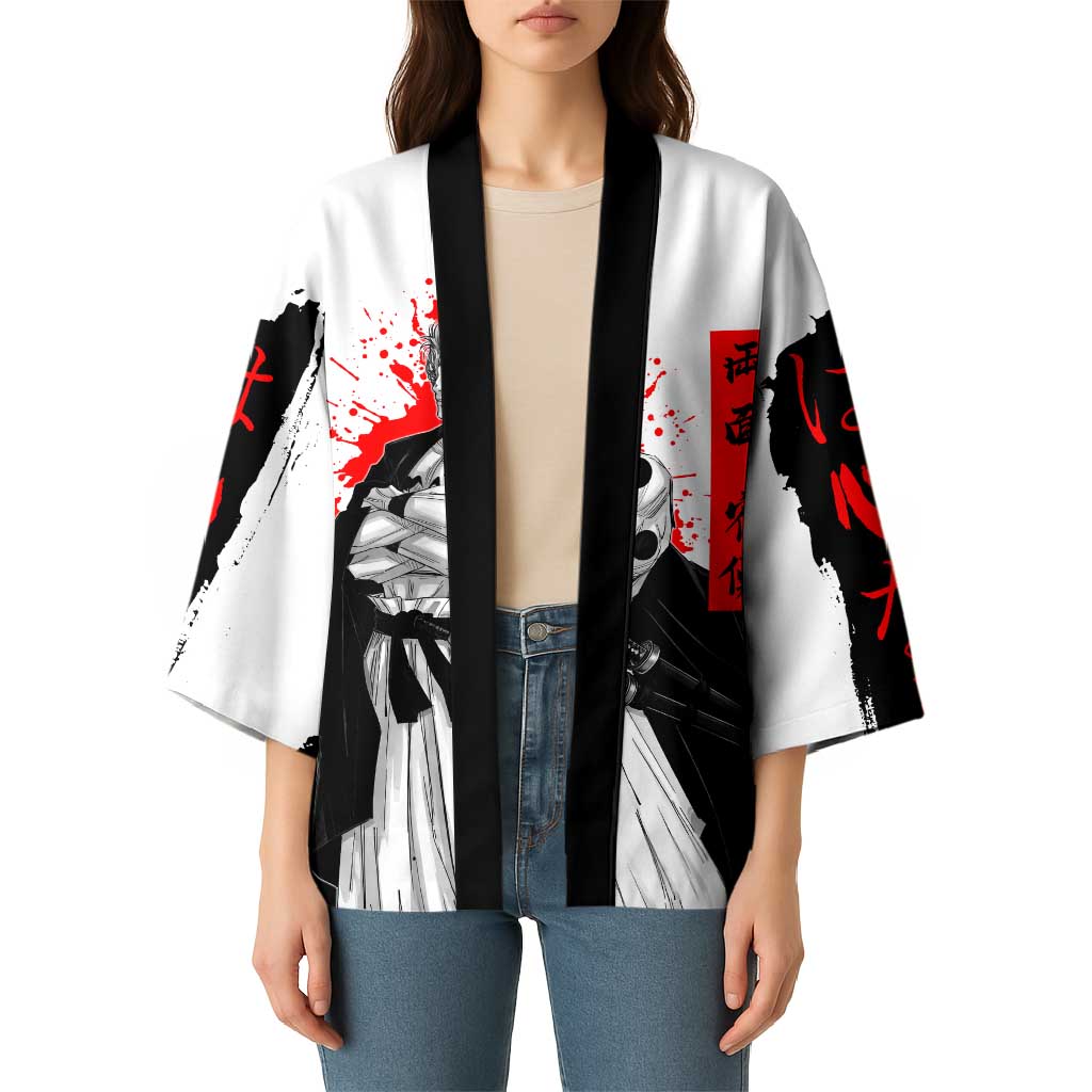 Sukuna Jujutsu Kaisen Samurai Aesthetic Kimono with Katana, Red Kanji and Oni Mask Design - The Mazicc