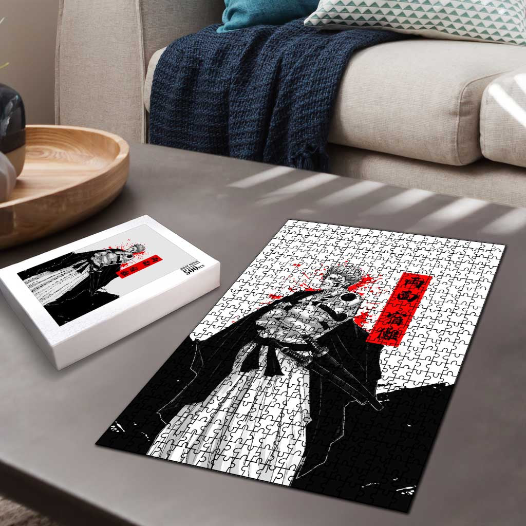Sukuna Jujutsu Kaisen Samurai Aesthetic Puzzle with Katana, Red Kanji and Oni Mask Design - The Mazicc