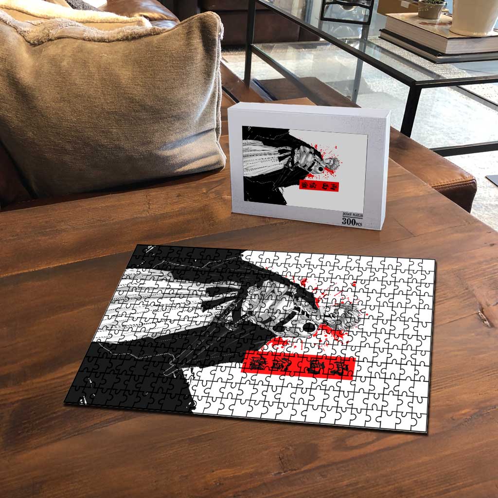 Sukuna Jujutsu Kaisen Samurai Aesthetic Puzzle with Katana, Red Kanji and Oni Mask Design - The Mazicc