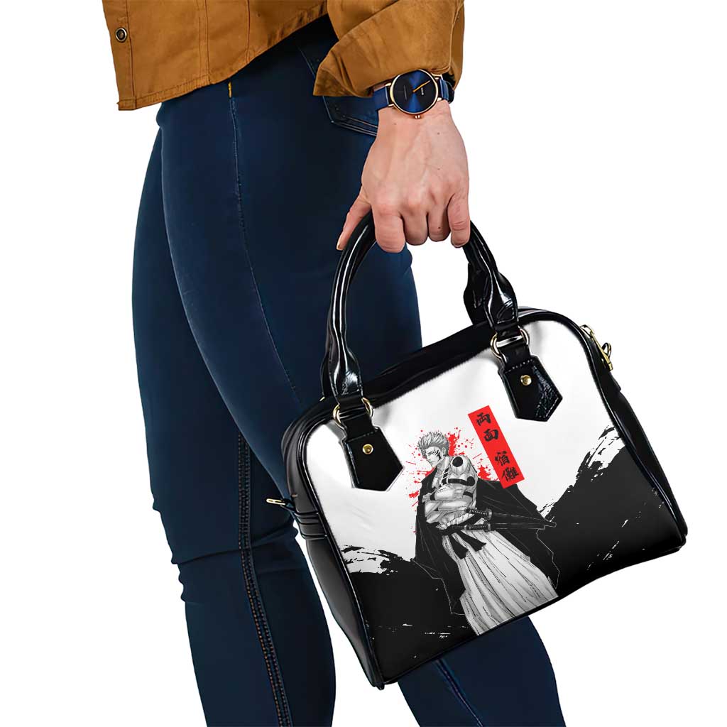 Sukuna Jujutsu Kaisen Samurai Aesthetic Shoulder Handbag with Katana, Red Kanji and Oni Mask Design - The Mazicc