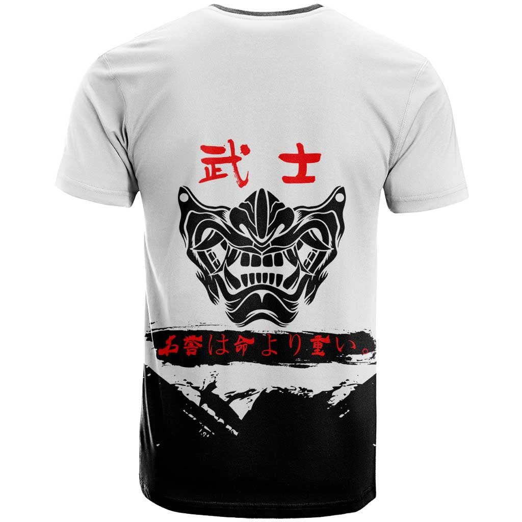 Sukuna Jujutsu Kaisen Samurai Aesthetic T Shirt with Katana, Red Kanji and Oni Mask Design - The Mazicc