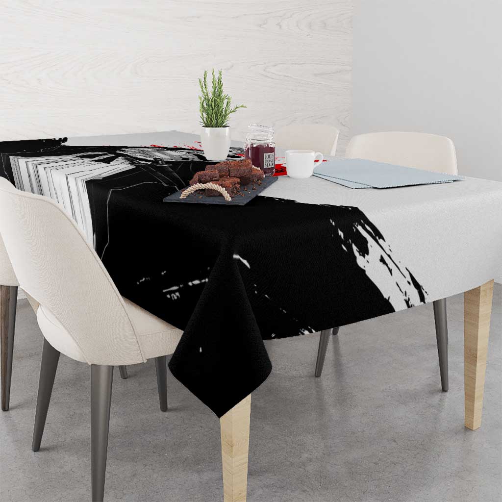 Sukuna Jujutsu Kaisen Samurai Aesthetic Tablecloth with Katana, Red Kanji and Oni Mask Design - The Mazicc