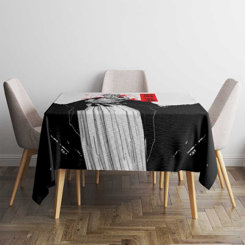 Sukuna Jujutsu Kaisen Samurai Aesthetic Tablecloth with Katana, Red Kanji and Oni Mask Design - The Mazicc