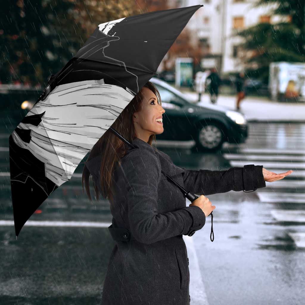 Sukuna Jujutsu Kaisen Samurai Aesthetic Umbrella with Katana, Red Kanji and Oni Mask Design - The Mazicc
