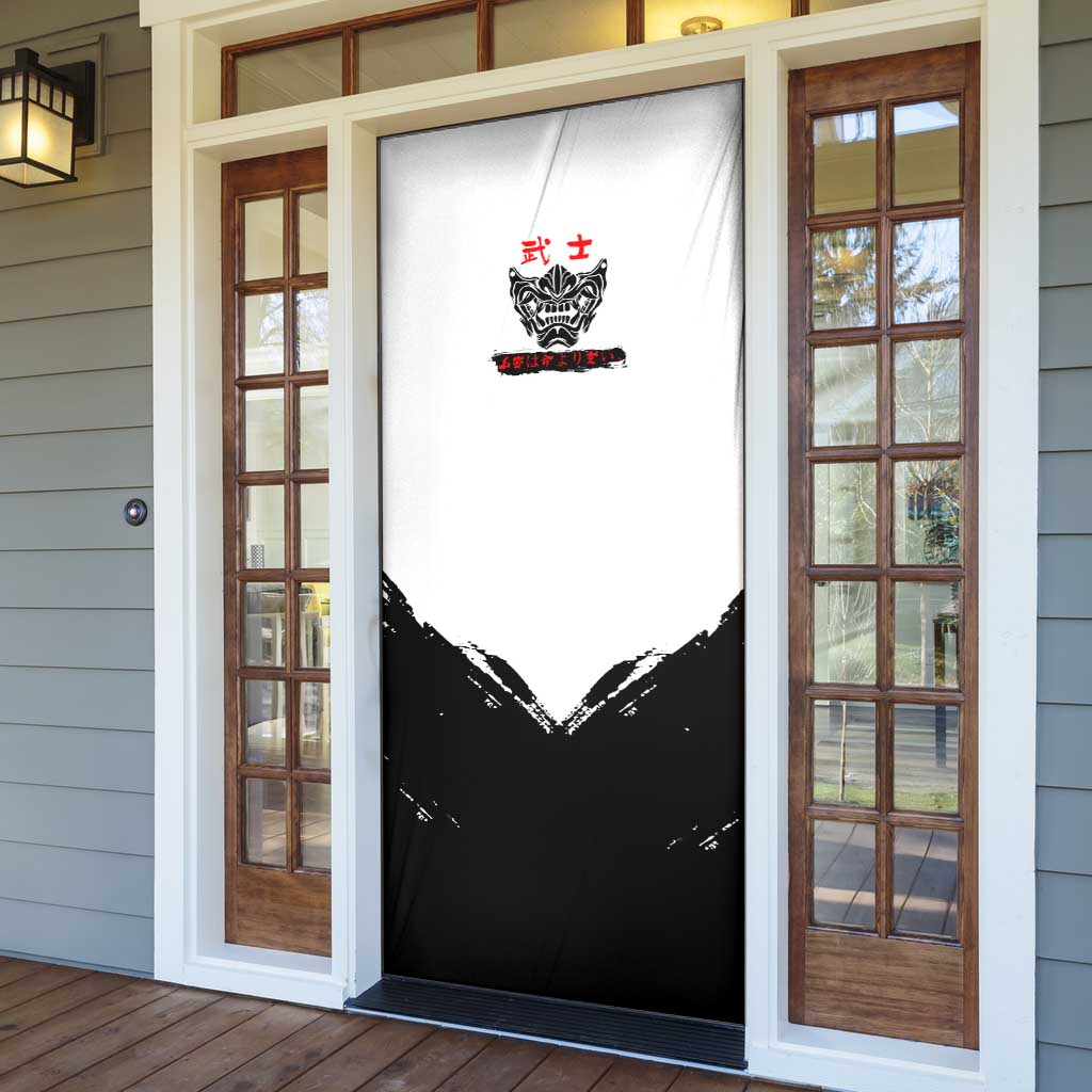 Yuji Itadori Jujutsu Kaisen Samurai Design Door Cover with Katana, Red Kanji Elements and Oni Mask Graphic - The Mazicc