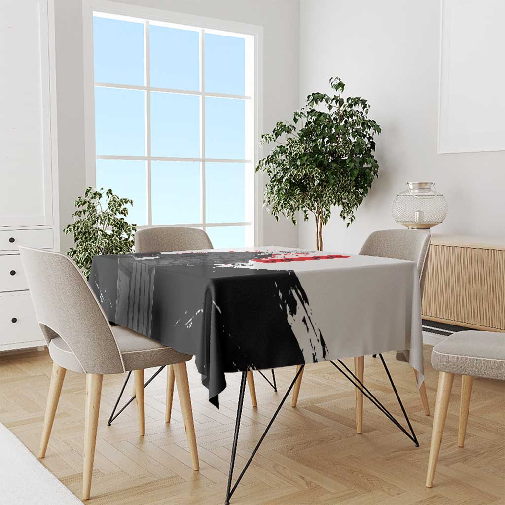 Yuji Itadori Jujutsu Kaisen Samurai Design Tablecloth with Katana, Red Kanji Elements and Oni Mask Graphic - The Mazicc