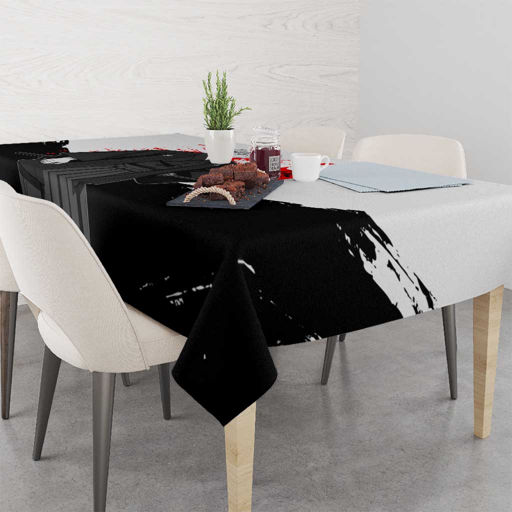 Yuji Itadori Jujutsu Kaisen Samurai Design Tablecloth with Katana, Red Kanji Elements and Oni Mask Graphic - The Mazicc