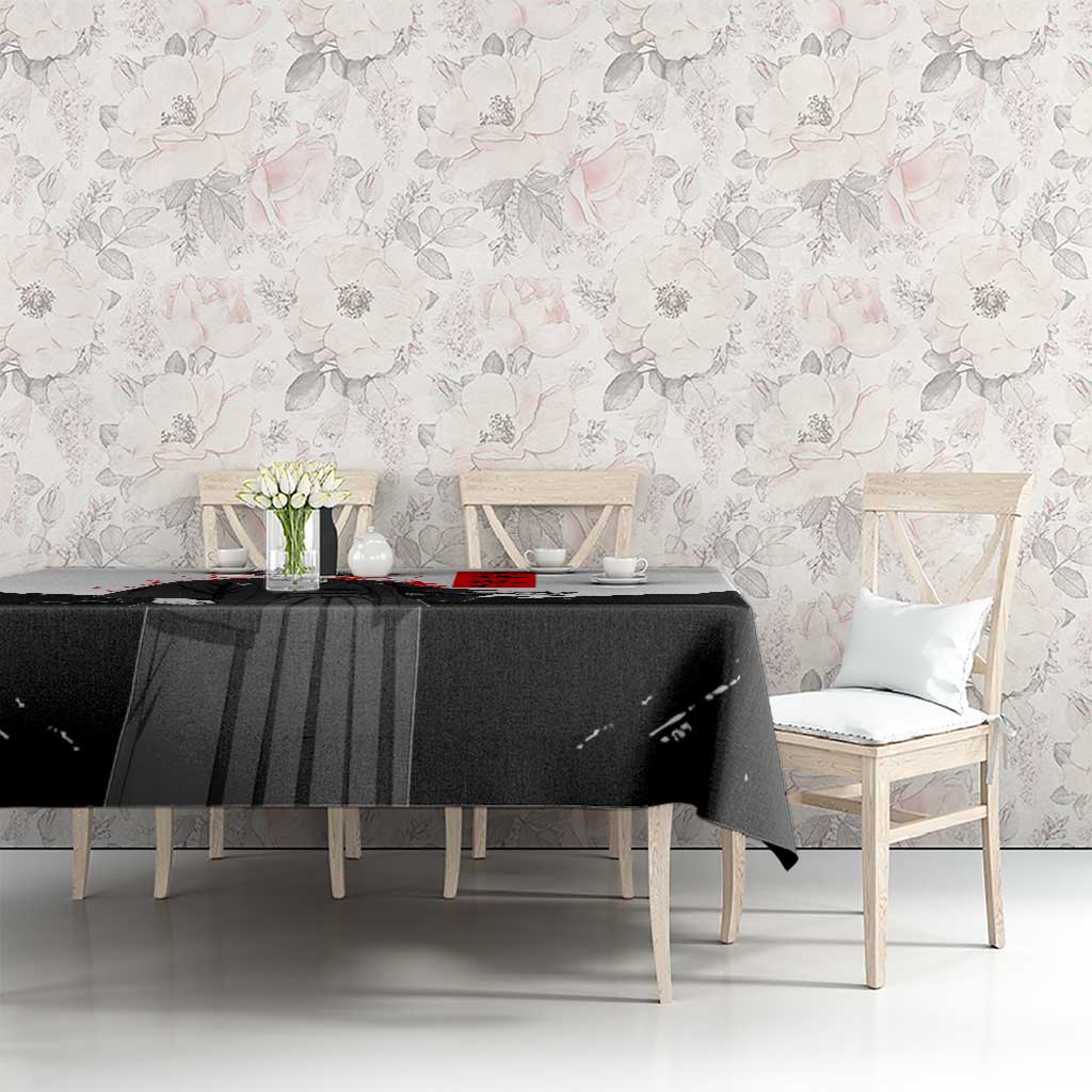 Yuji Itadori Jujutsu Kaisen Samurai Design Tablecloth with Katana, Red Kanji Elements and Oni Mask Graphic - The Mazicc