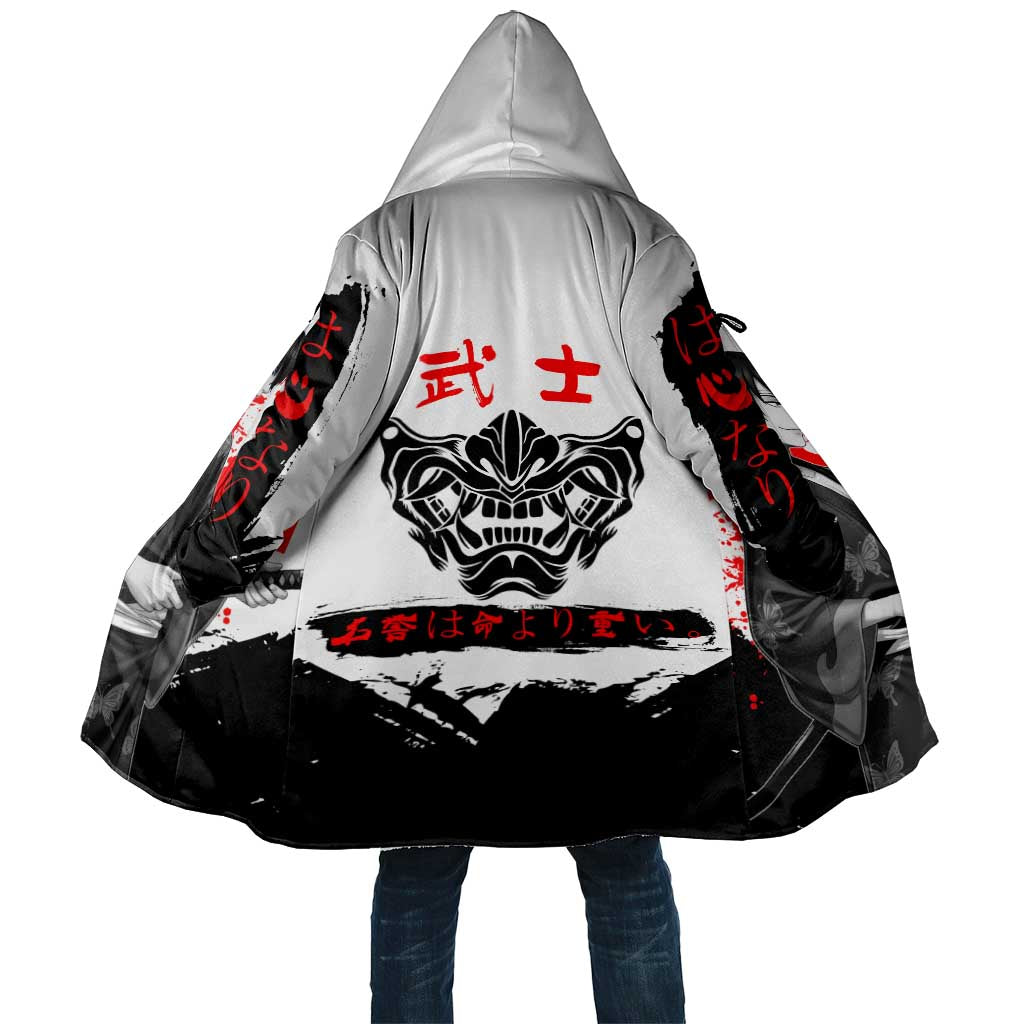 Shinsuke Takasugi Gintama Samurai Design Cloak with Katana, Red Calligraphy and Oni Mask Art - The Mazicc