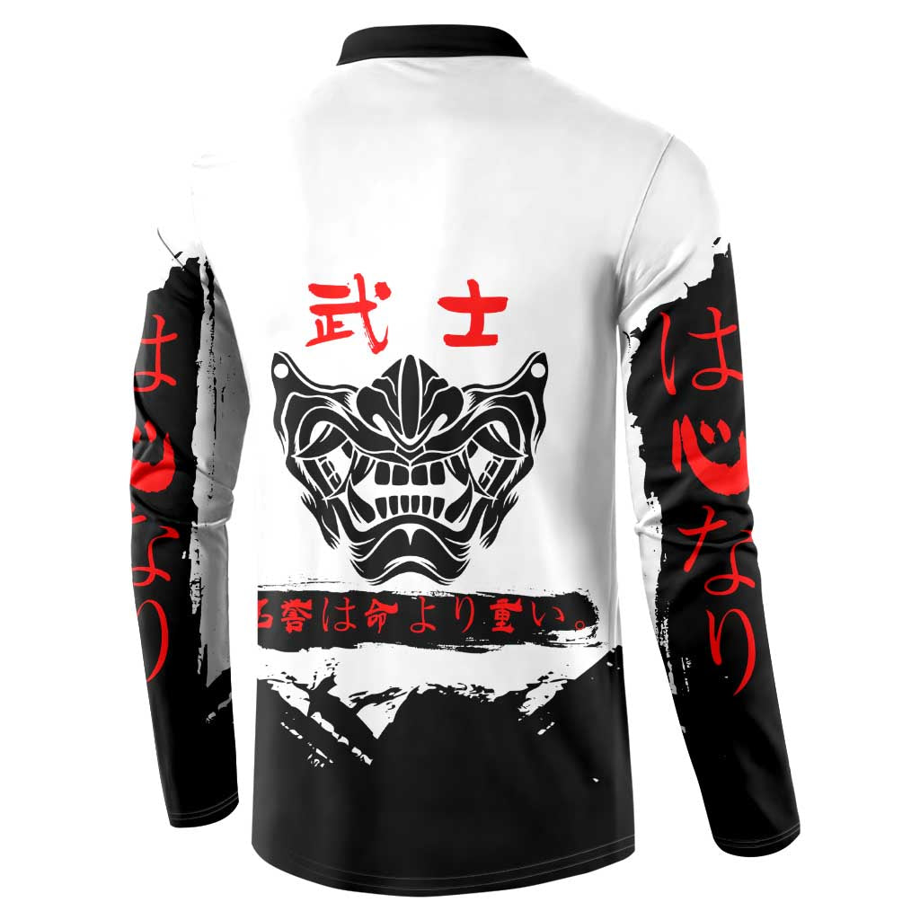 Gintoki Sakata Gintama Samurai Design Button Sweatshirt with Katana, Red Kanji Calligraphy and Oni Mask Graphic - The Mazicc