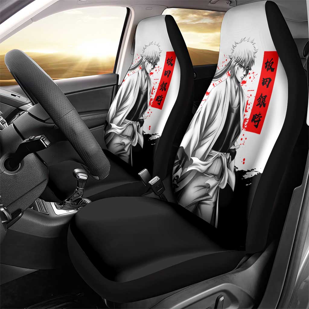 Gintoki Sakata Gintama Samurai Design Car Seat Cover with Katana, Red Kanji Calligraphy and Oni Mask Graphic - The Mazicc