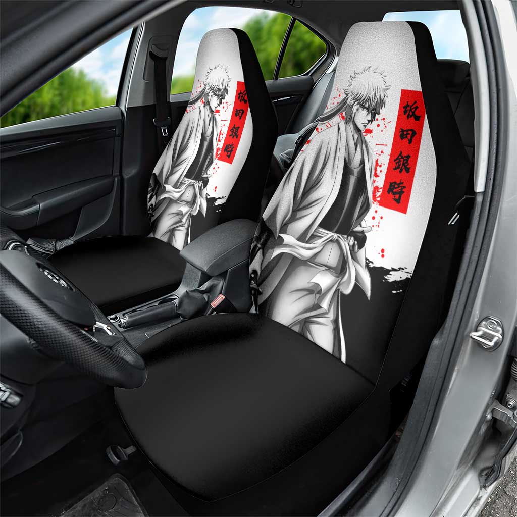 Gintoki Sakata Gintama Samurai Design Car Seat Cover with Katana, Red Kanji Calligraphy and Oni Mask Graphic - The Mazicc