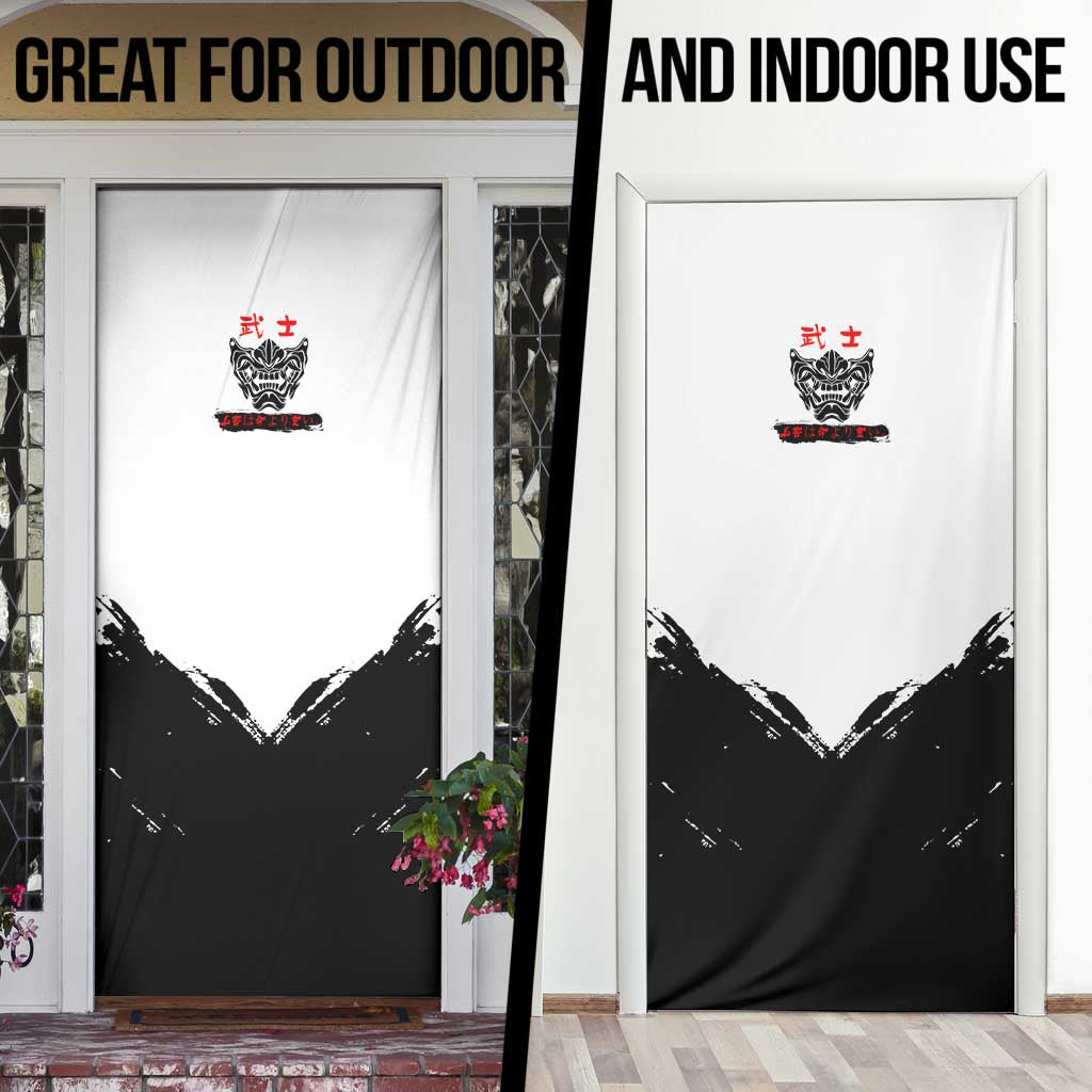 Gintoki Sakata Gintama Samurai Design Door Cover with Katana, Red Kanji Calligraphy and Oni Mask Graphic - The Mazicc