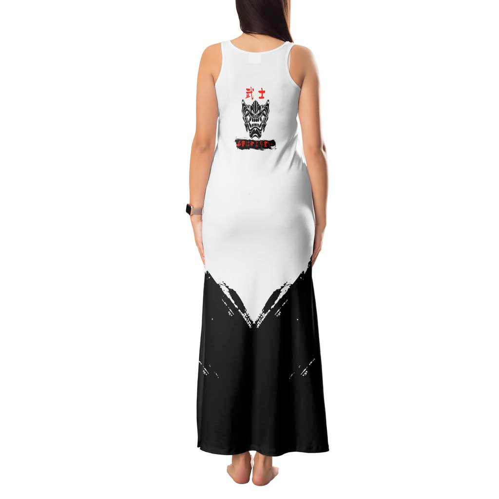 Gintoki Sakata Gintama Samurai Design Tank Maxi Dress with Katana, Red Kanji Calligraphy and Oni Mask Graphic - The Mazicc