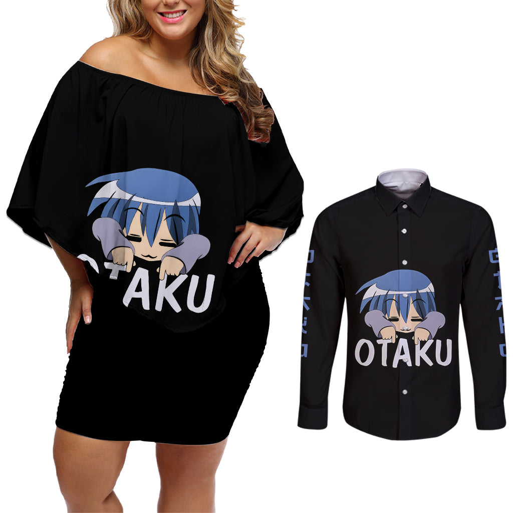 I'm An Otaku Couples Matching Off Shoulder Short Dress and Long Sleeve Button Shirt