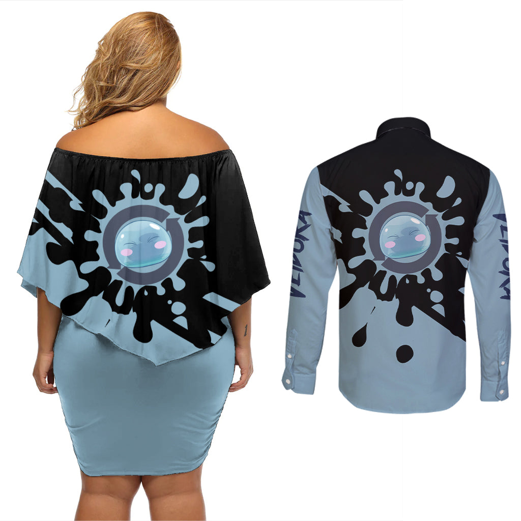 Veldora Storm Dragon Couples Matching Off Shoulder Short Dress and Long Sleeve Button Shirt
