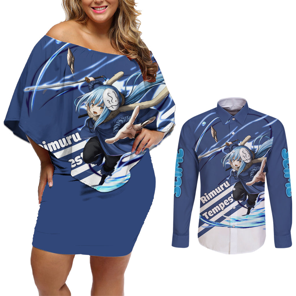 Rimuru Tempest Couples Matching Off Shoulder Short Dress and Long Sleeve Button Shirt