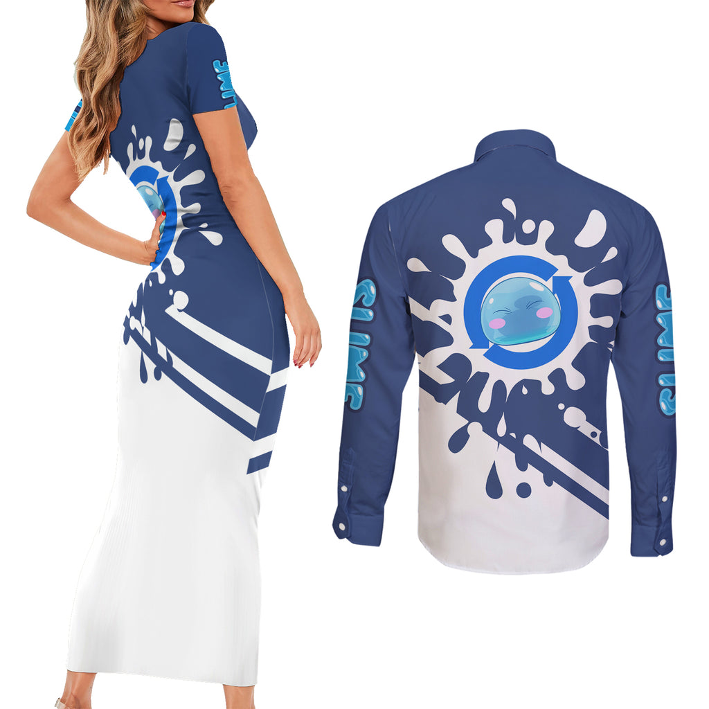 Rimuru Tempest Couples Matching Short Sleeve Bodycon Dress and Long Sleeve Button Shirt