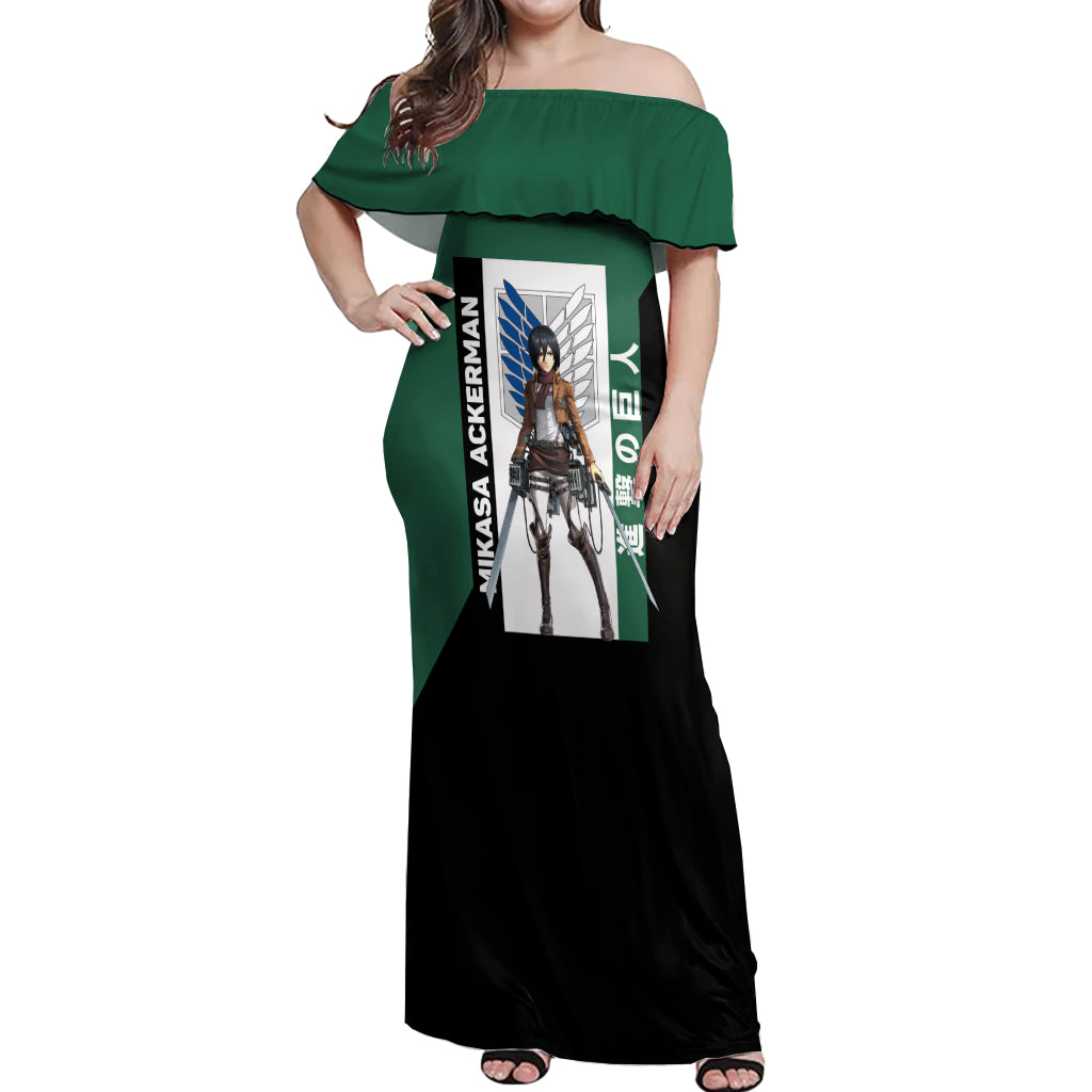 Mikasa Ackerman Off Shoulder Maxi Dress