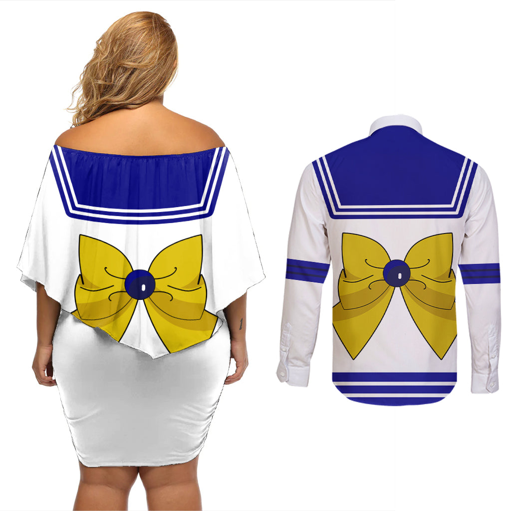 Sailor Uranus Couples Matching Off Shoulder Short Dress and Long Sleeve Button Shirt