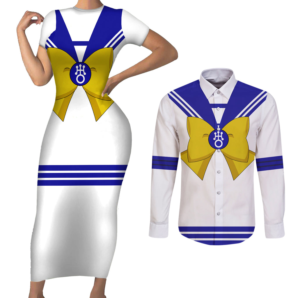Sailor Uranus Couples Matching Short Sleeve Bodycon Dress and Long Sleeve Button Shirt