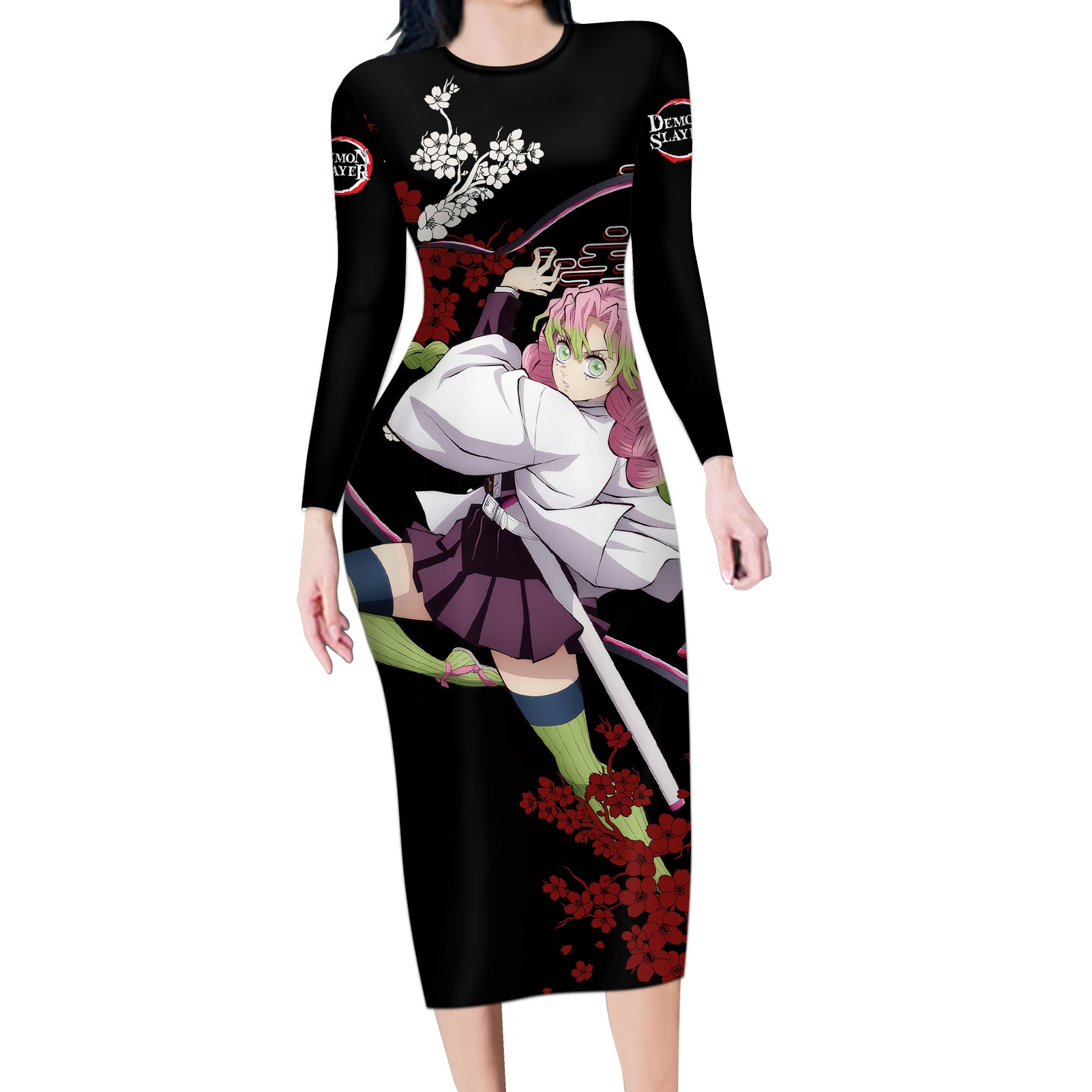 Mitsuri Kanroji Japan Style Long Sleeve Bodycon Dress