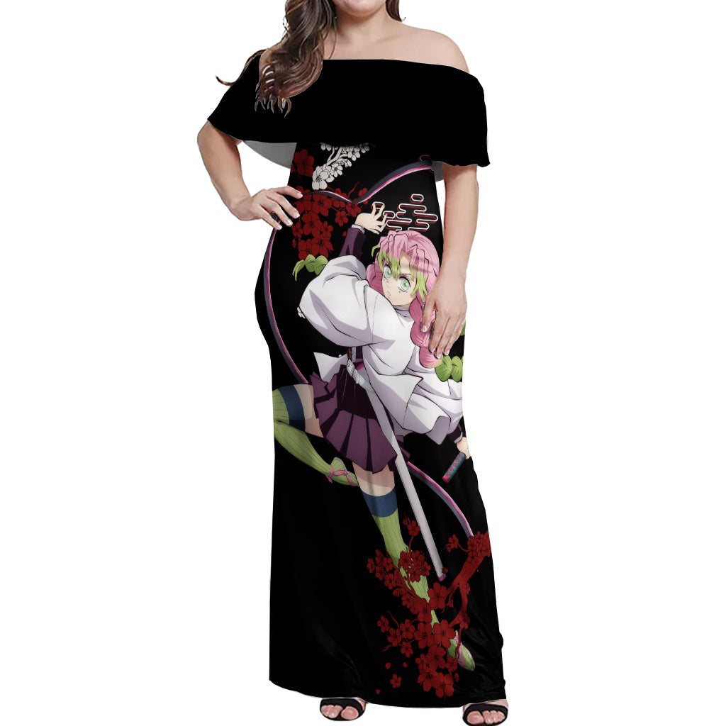 Mitsuri Kanroji Japan Style Off Shoulder Maxi Dress