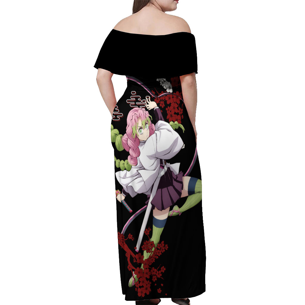 Mitsuri Kanroji Japan Style Off Shoulder Maxi Dress