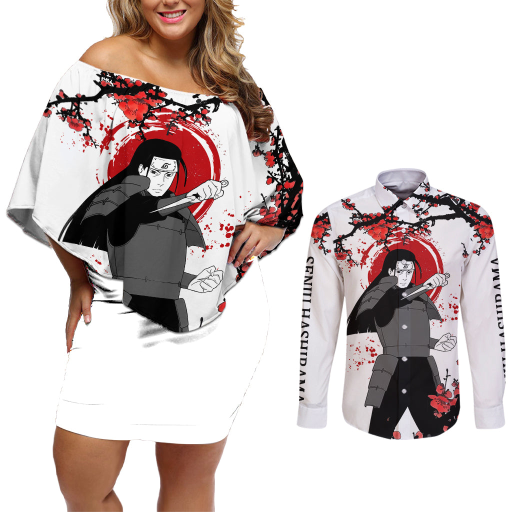 Senju Hashirama Japan Style Anime Couples Matching Off Shoulder Short Dress and Long Sleeve Button Shirt