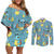 Squirtle Clothes Pattern Style Couples Matching Off Shoulder Short Dress and Long Sleeve Button Shirt
