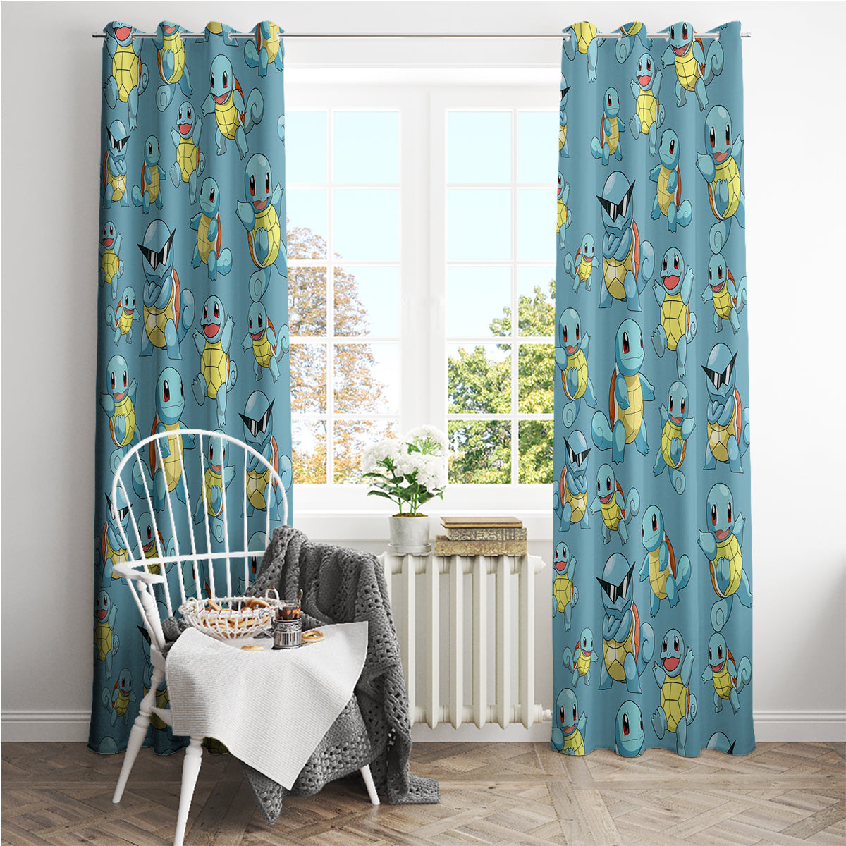 Squirtle Clothes Pattern Style Window Curtain