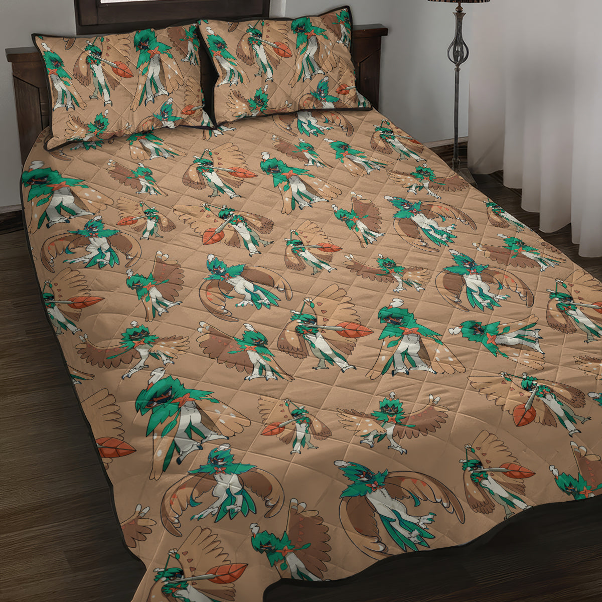 Decidueye Pattern Style Quilt Bed Set
