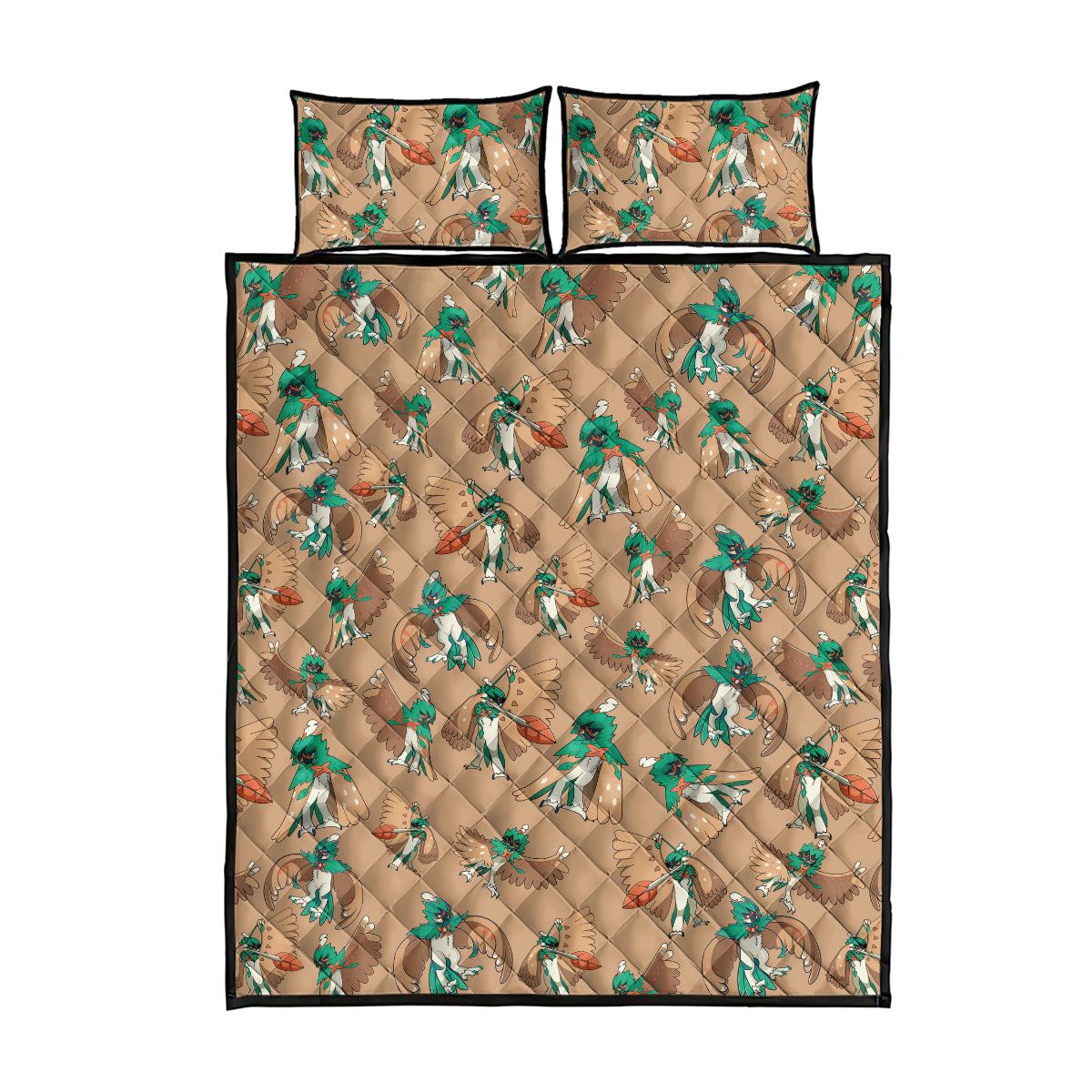 Decidueye Pattern Style Quilt Bed Set