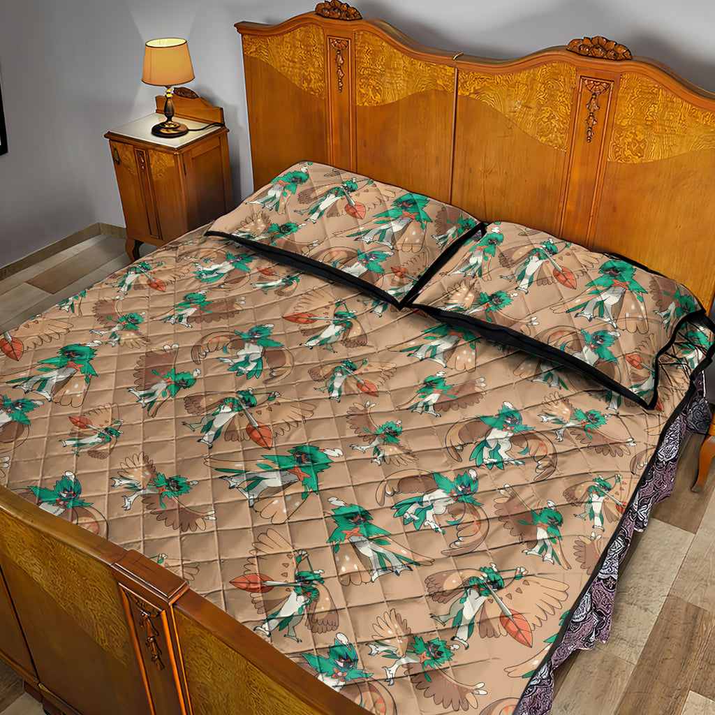 Decidueye Pattern Style Quilt Bed Set