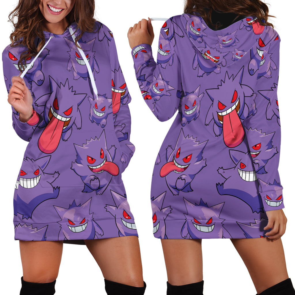 Gengar Clothes Pattern Style Hoodie Dress