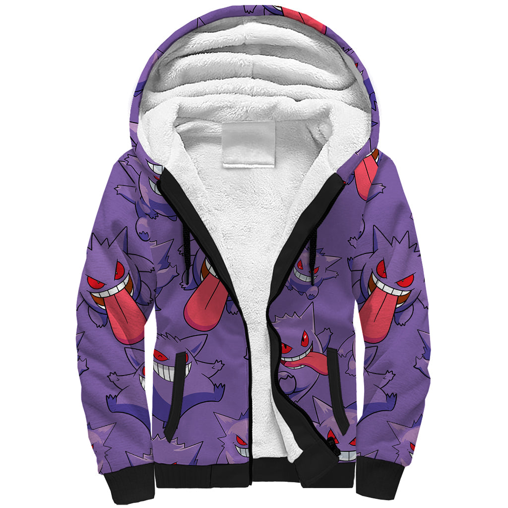 Gengar Clothes Pattern Style Sherpa Hoodie