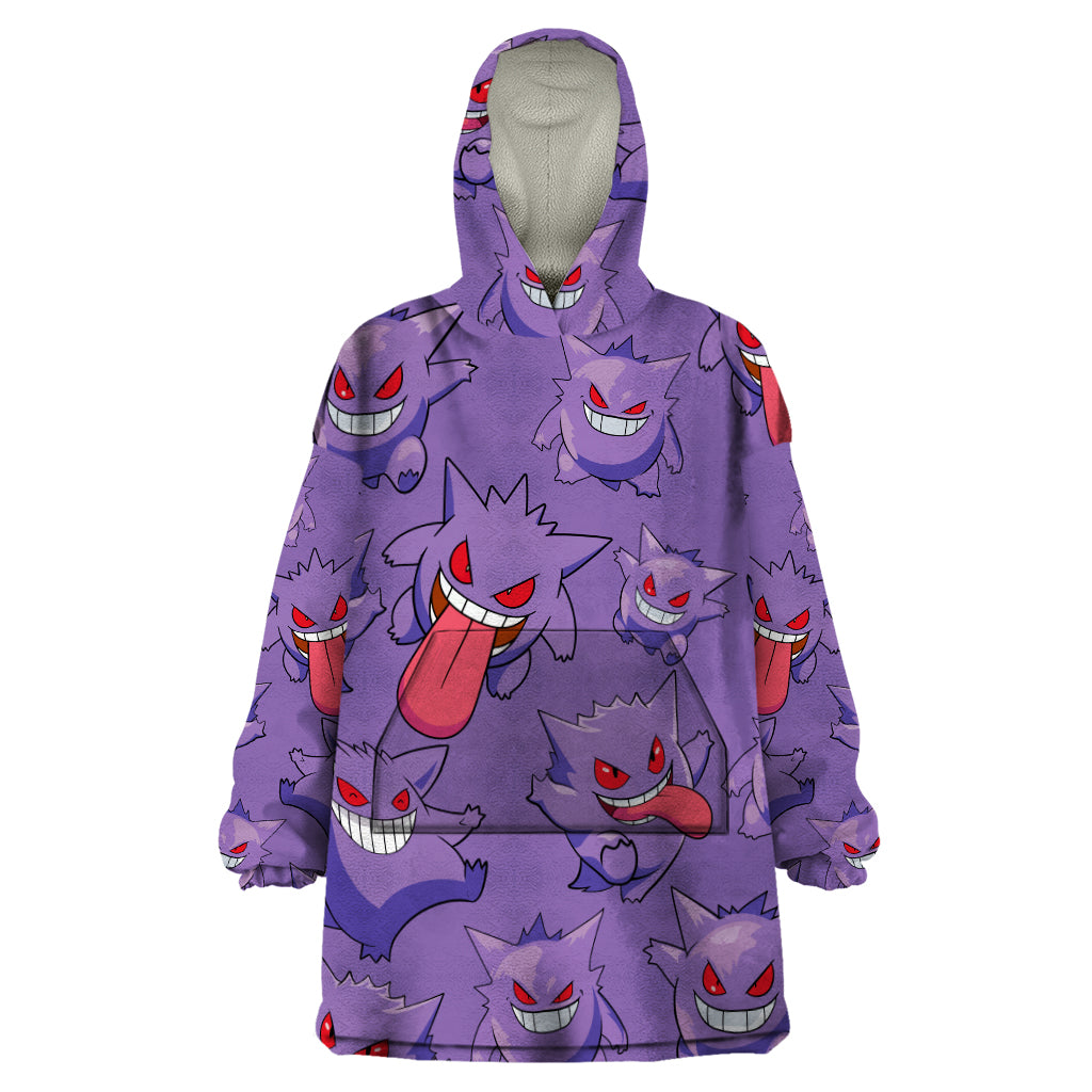 Gengar Clothes Pattern Style Wearable Blanket Hoodie
