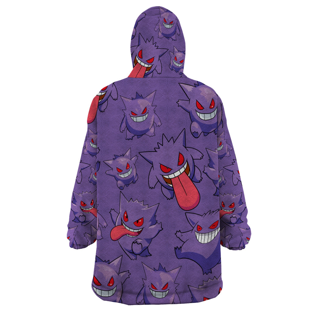 Gengar Clothes Pattern Style Wearable Blanket Hoodie