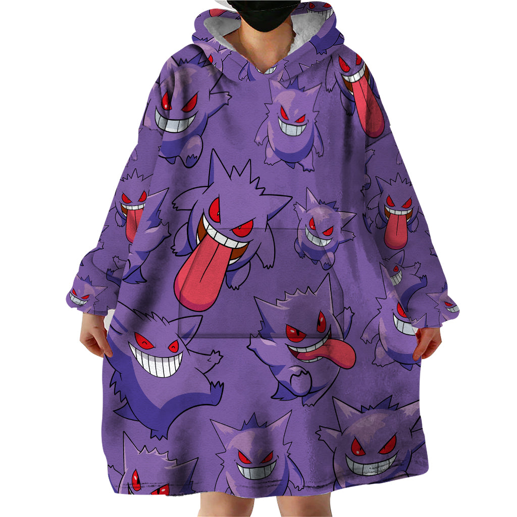 Gengar Clothes Pattern Style Wearable Blanket Hoodie