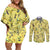 Zeraora Pattern Style Couples Matching Off Shoulder Short Dress and Long Sleeve Button Shirt