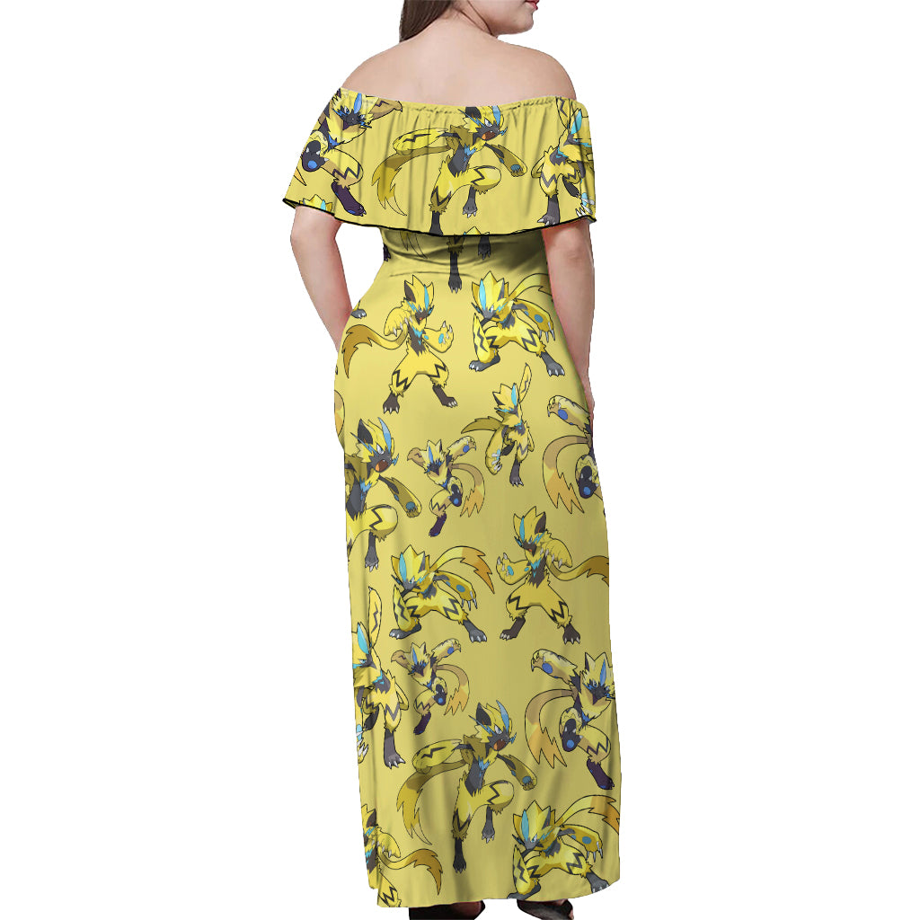 Zeraora Pattern Style Off Shoulder Maxi Dress
