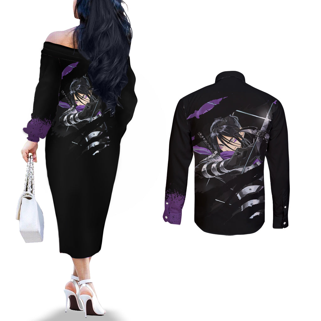 Sonic - One Puch Man Couples Matching Off The Shoulder Long Sleeve Dress and Long Sleeve Button Shirt