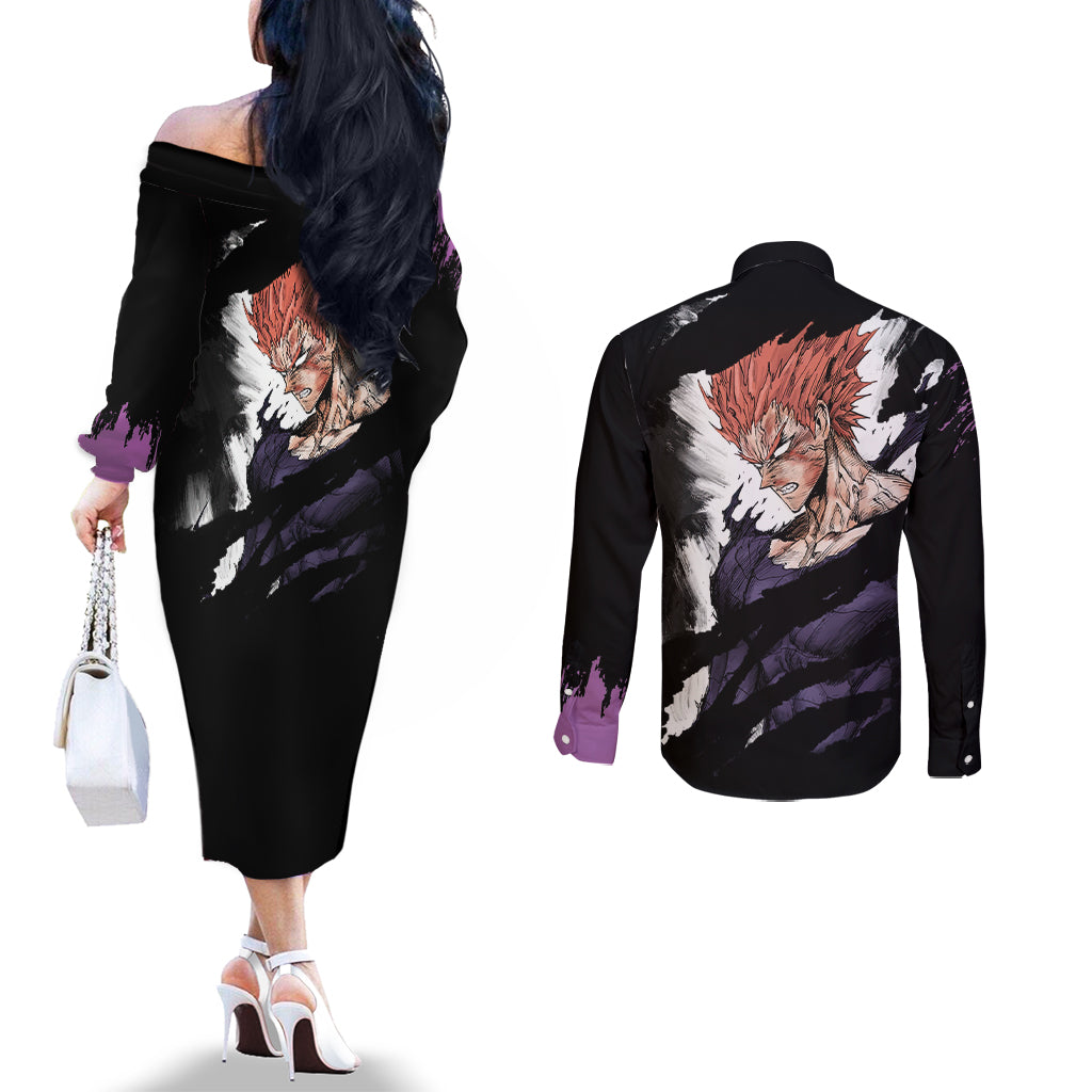 Garou - Anime OPM Couples Matching Off The Shoulder Long Sleeve Dress and Long Sleeve Button Shirt