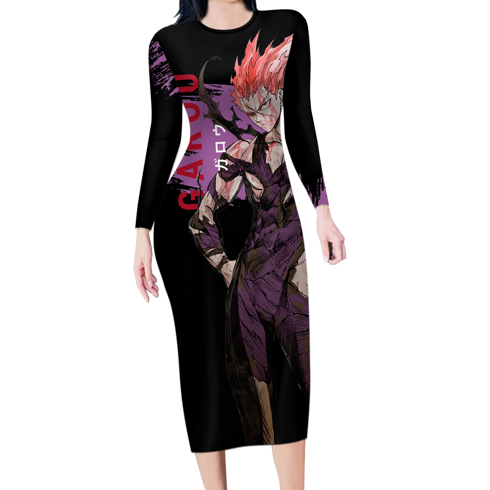 Garou - Anime OPM Long Sleeve Bodycon Dress