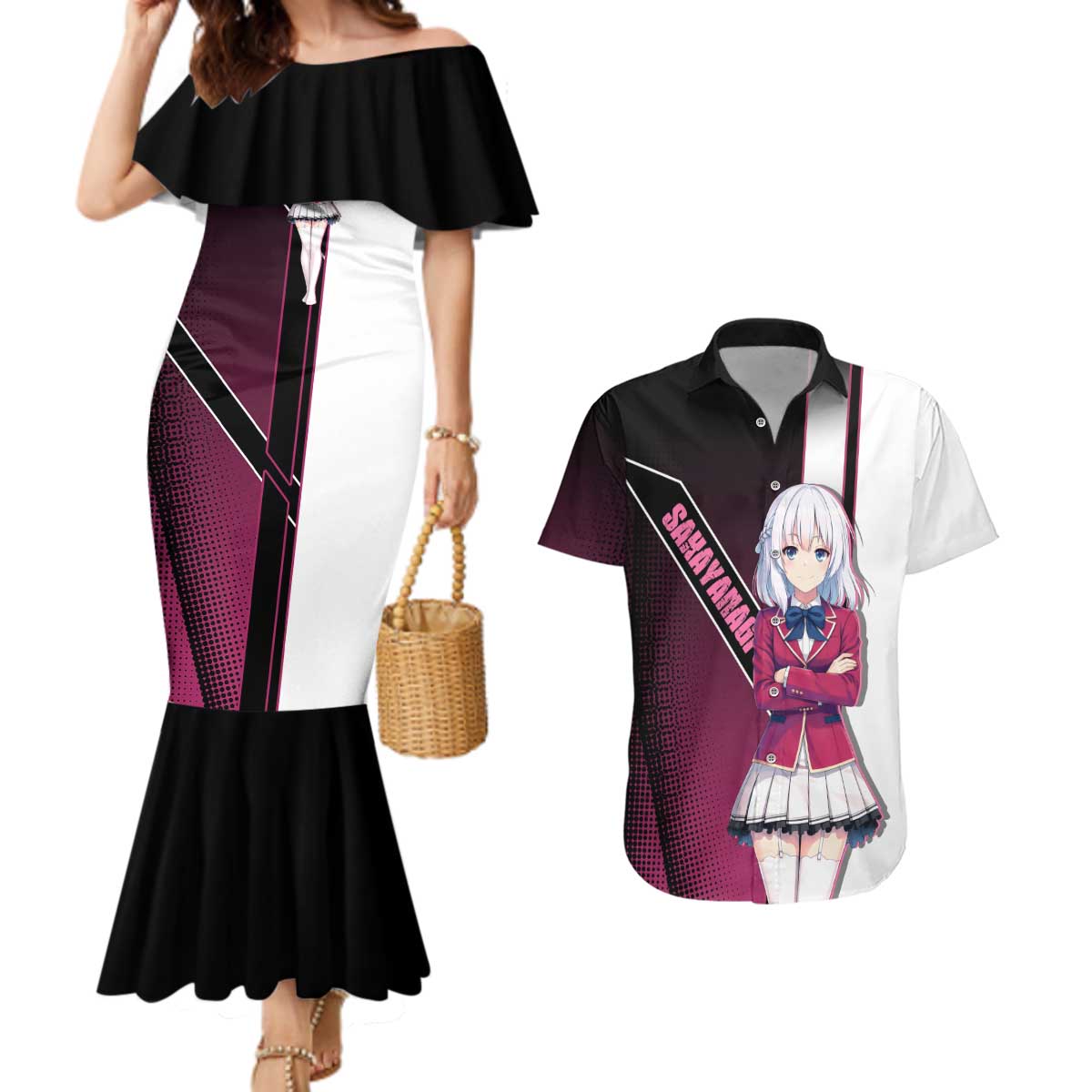 Arisu Sakayanagi Couples Matching Mermaid Dress and Hawaiian Shirt Refined High-Class Anime Style