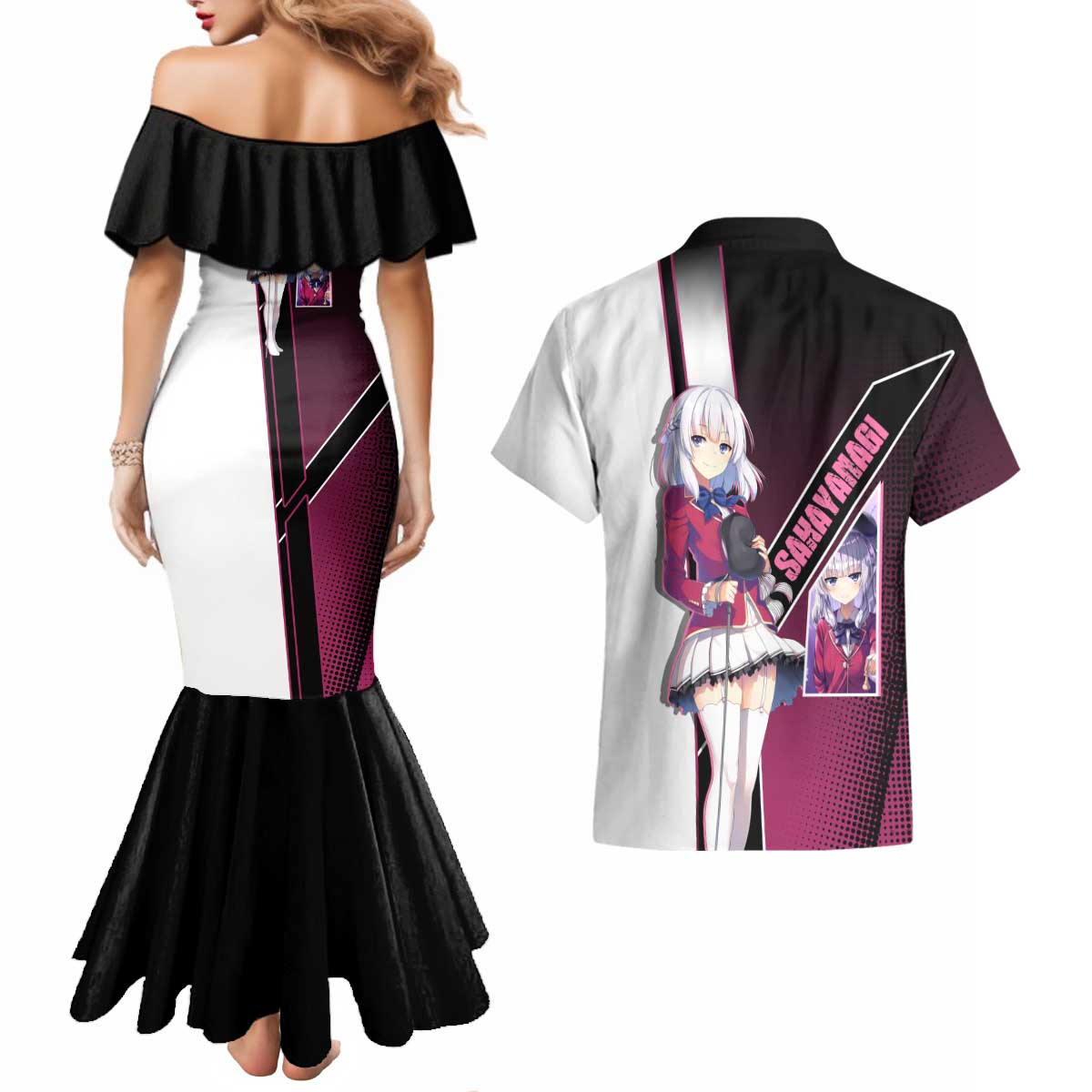 Arisu Sakayanagi Couples Matching Mermaid Dress and Hawaiian Shirt Refined High-Class Anime Style