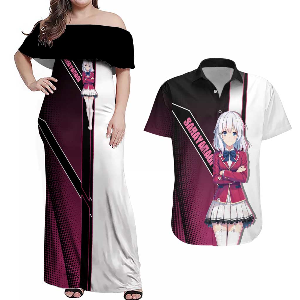Arisu Sakayanagi Couples Matching Off Shoulder Maxi Dress and Hawaiian Shirt Refined High-Class Anime Style