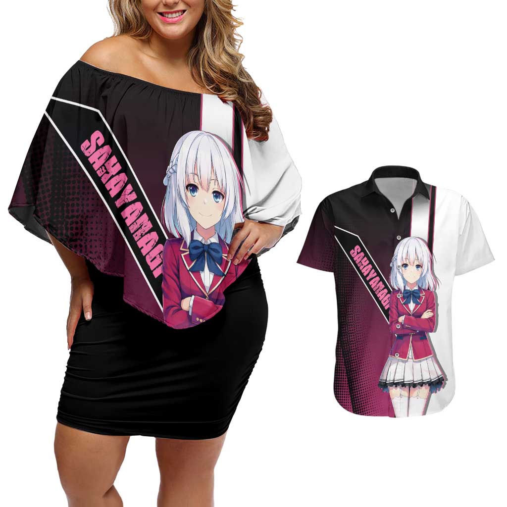 Arisu Sakayanagi Couples Matching Off Shoulder Short Dress and Hawaiian Shirt Refined High-Class Anime Style